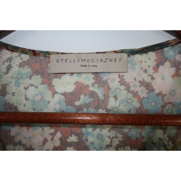 Stella McCartney Sheer Silk Blouse Size 36 Floral Cinched Waist Ruffles S  2 4 - Picture 9 of 13